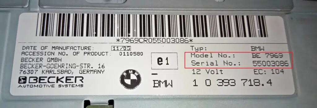 Mercedes Becker Radio Serial Number