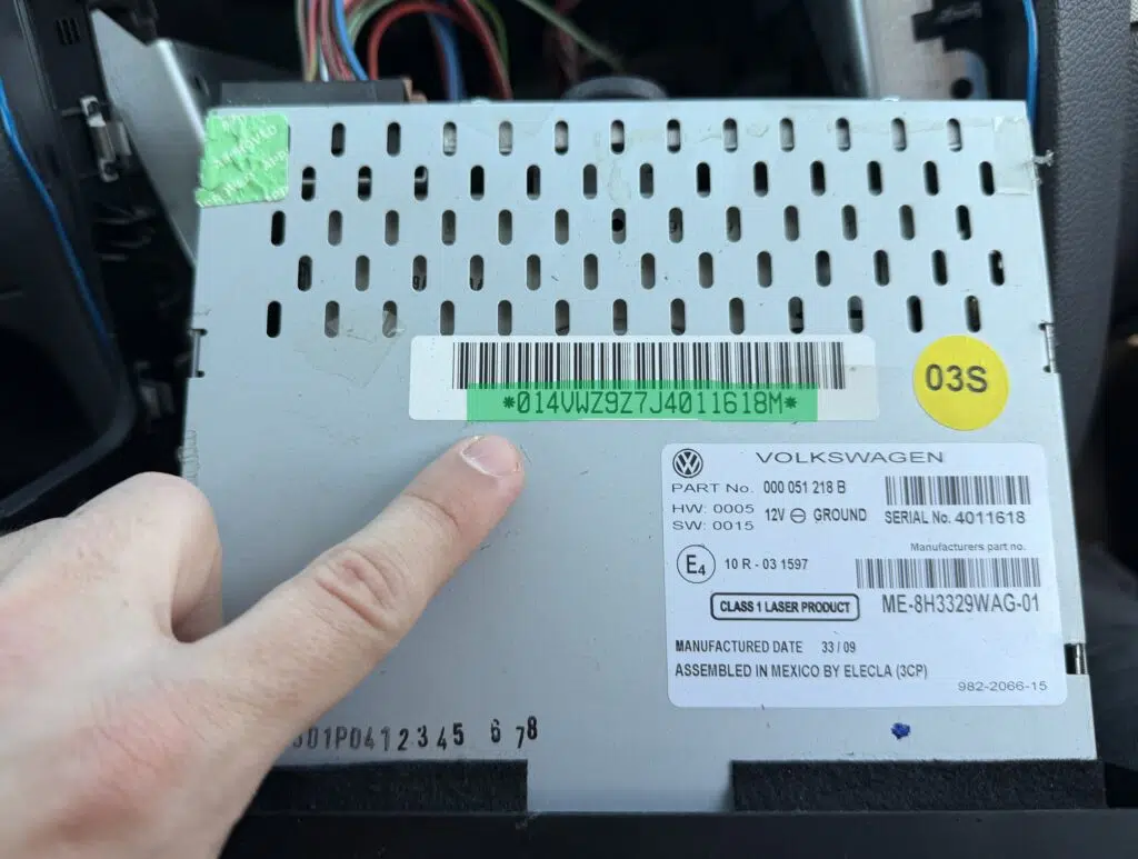 VW radio serial number example - Radio Code Generator