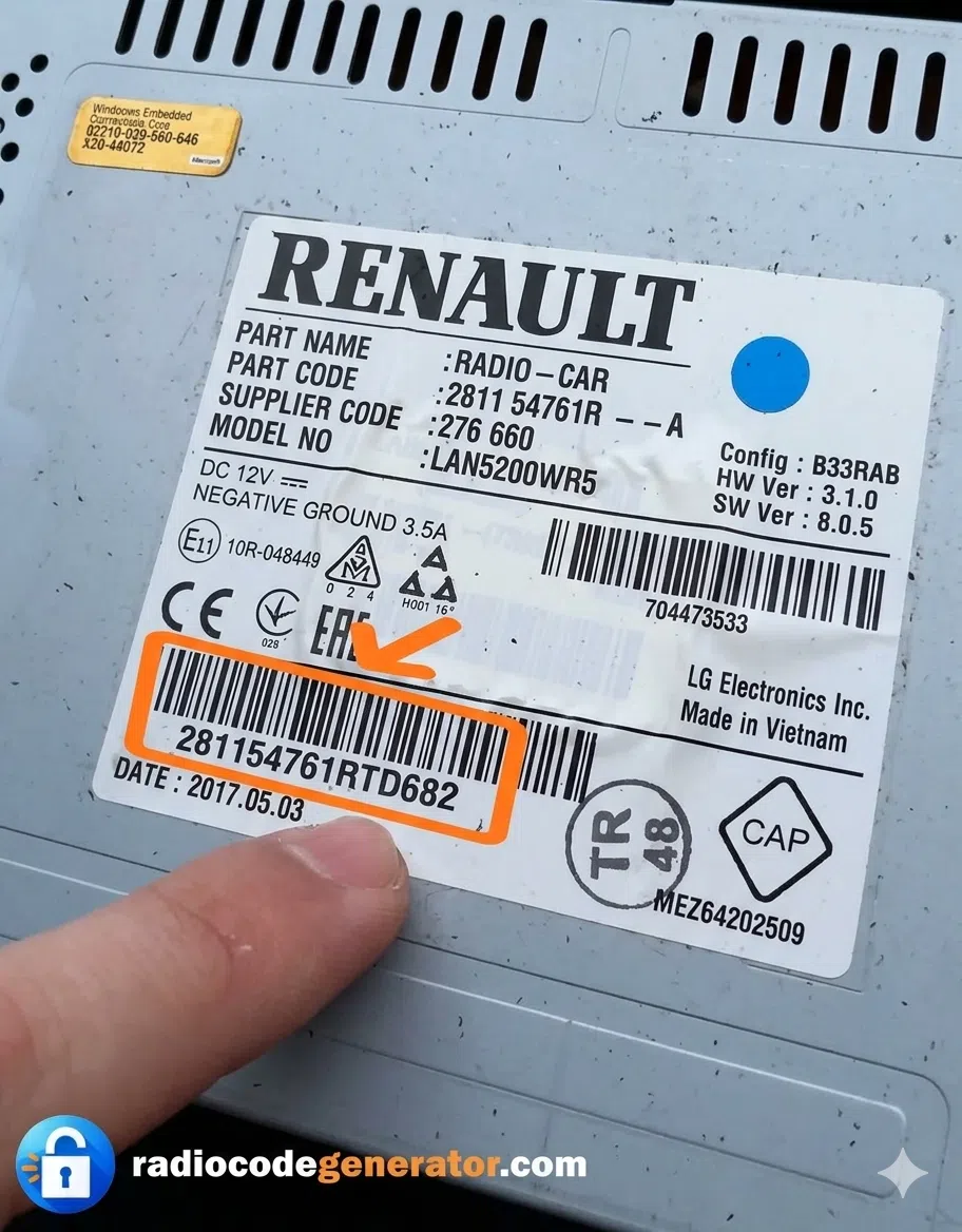 Radio serial number example 2