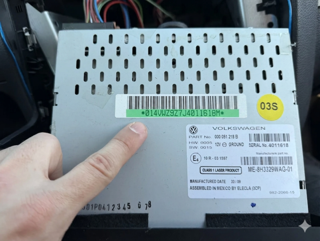 VW RMT 100 Radio Serial Number | Example - Radiocodegenerator.com