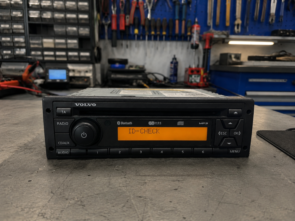 This image represents a Locked Radio Unit from a Volvo Truck - Picture in made in Radiocodegenator.com Service