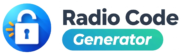 Radio Code Generator official logo featuring a blue unlocked padlock icon